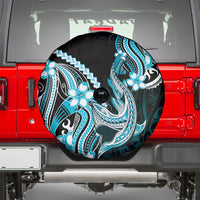 Blue Black Aloha Hawaii Spare Tire Cover Polynesian Shark Tattoo Plumeria