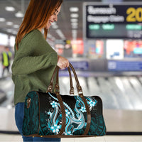 Blue Black Aloha Hawaii Travel Bag Polynesian Shark Tattoo Plumeria