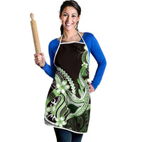 Green Black Aloha Hawaii Apron Polynesian Shark Tattoo Plumeria
