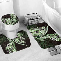 Green Black Aloha Hawaii Bathroom Set Polynesian Shark Tattoo Plumeria