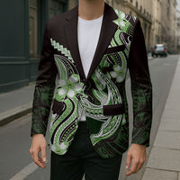 Green Black Aloha Hawaii Blazer Polynesian Shark Tattoo Plumeria