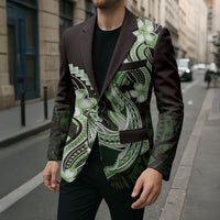 Green Black Aloha Hawaii Blazer Polynesian Shark Tattoo Plumeria
