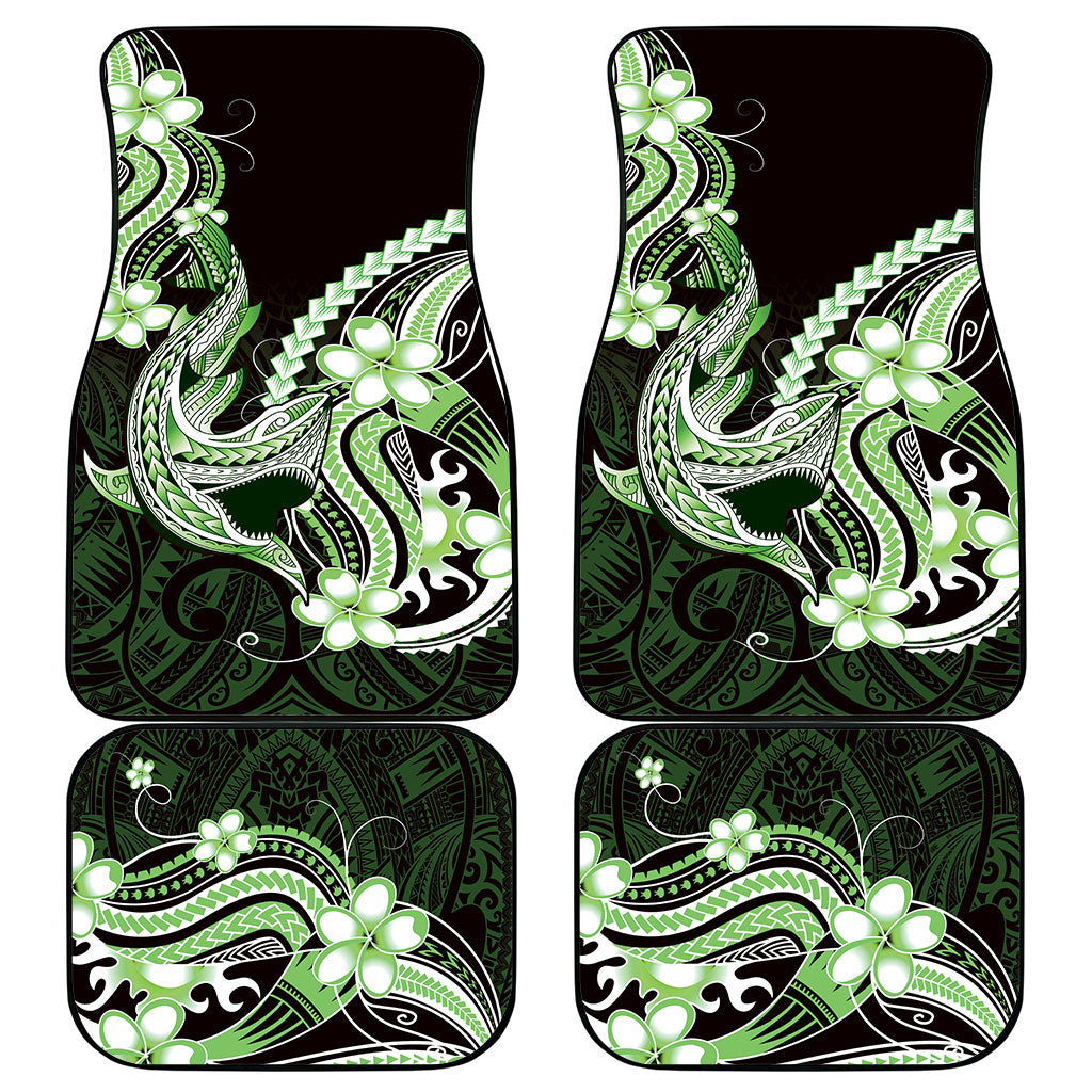Green Black Aloha Hawaii Car Mats Polynesian Shark Tattoo Plumeria