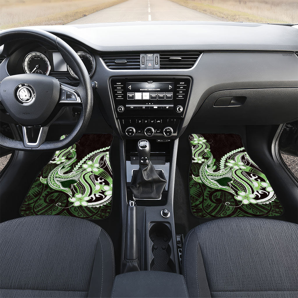 Green Black Aloha Hawaii Car Mats Polynesian Shark Tattoo Plumeria