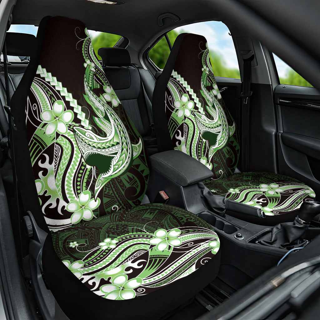 Green Black Aloha Hawaii Car Seat Cover Polynesian Shark Tattoo Plumeria LT14 One Size Green - Polynesian Pride