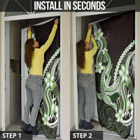 Green Black Aloha Hawaii Door Cover Polynesian Shark Tattoo Plumeria