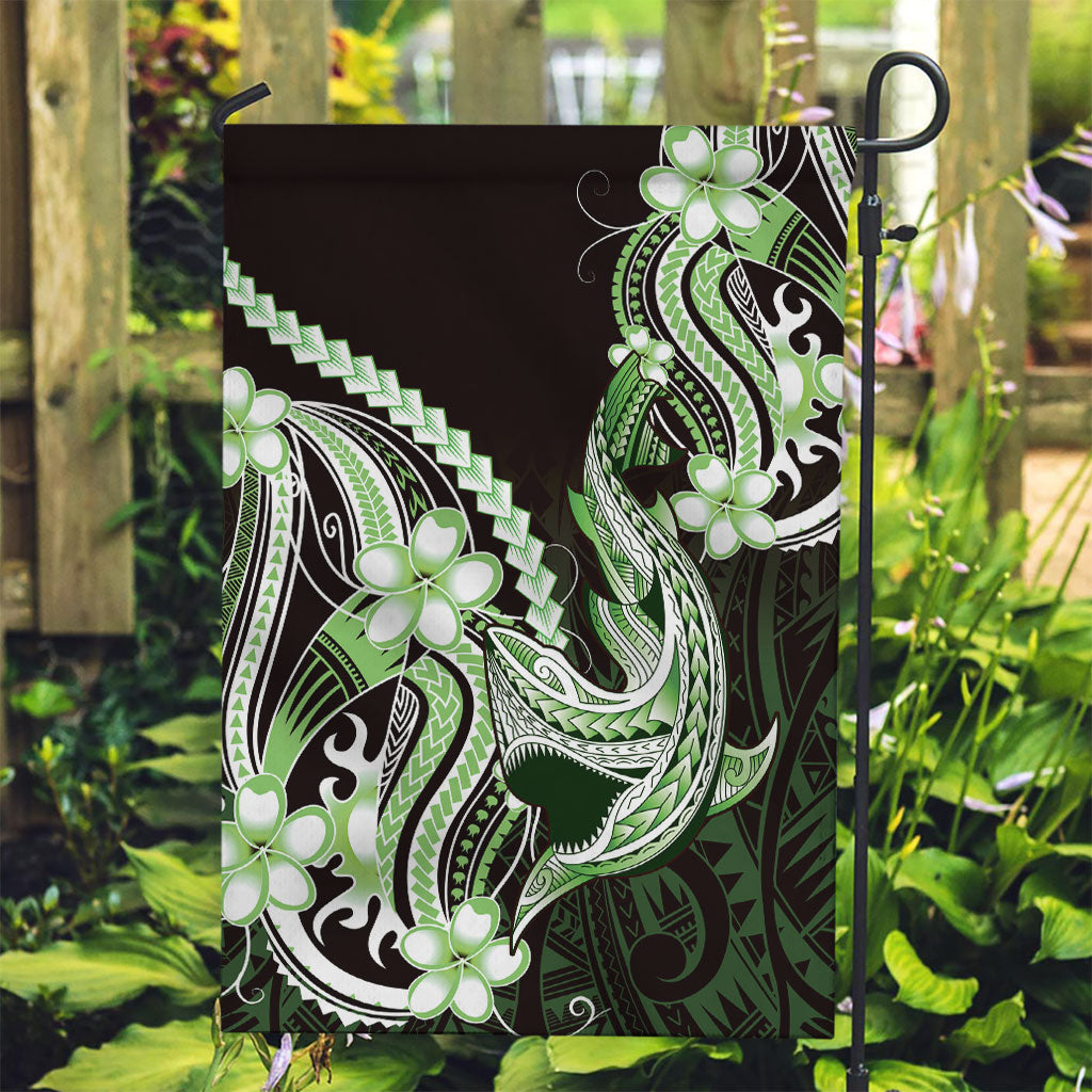 Green Black Aloha Hawaii Garden Flag Polynesian Shark Tattoo Plumeria