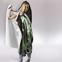 Green Black Aloha Hawaii Hooded Blanket Polynesian Shark Tattoo Plumeria