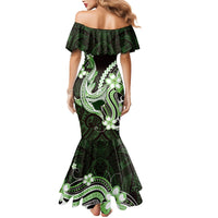 Green Black Aloha Hawaii Mermaid Dress Polynesian Shark Tattoo Plumeria