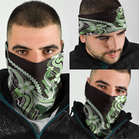 Green Black Aloha Hawaii Neck Gaiter Polynesian Shark Tattoo Plumeria