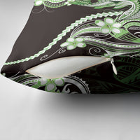 Green Black Aloha Hawaii Pillow Cover Polynesian Shark Tattoo Plumeria