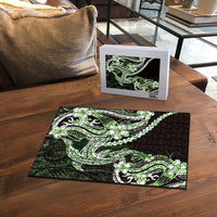 Green Black Aloha Hawaii Puzzle Polynesian Shark Tattoo Plumeria