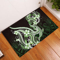 Green Black Aloha Hawaii Rubber Doormat Polynesian Shark Tattoo Plumeria