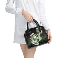 Green Black Aloha Hawaii Shoulder Handbag Polynesian Shark Tattoo Plumeria
