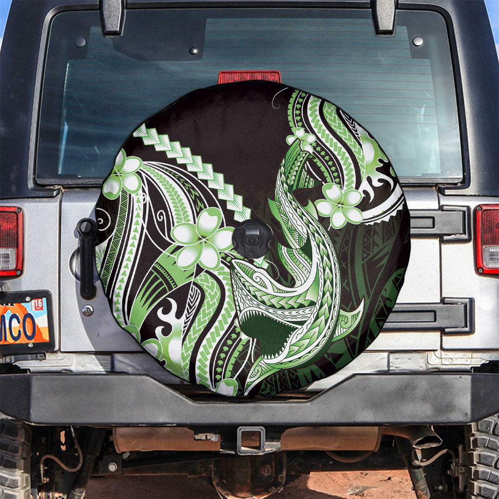 Green Black Aloha Hawaii Spare Tire Cover Polynesian Shark Tattoo Plumeria