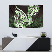 Green Black Aloha Hawaii Tapestry Polynesian Shark Tattoo Plumeria