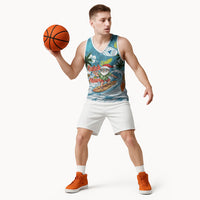 Hawaii Summer Christmas Basketball Jersey Surfing Santa Shaka Catch The Wave