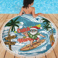 Hawaii Summer Christmas Beach Blanket Surfing Santa Shaka Catch The Wave