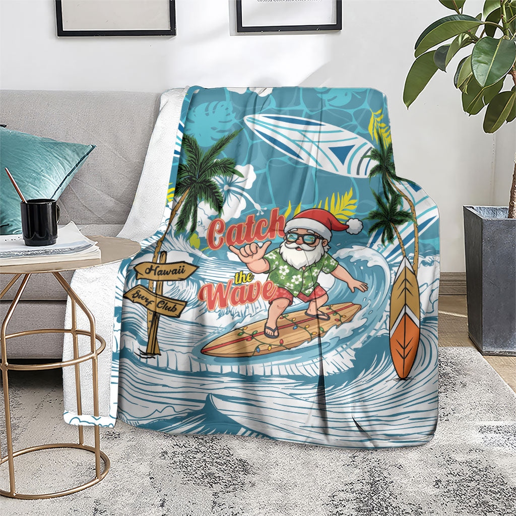 Hawaii Summer Christmas Blanket Surfing Santa Shaka Catch The Wave