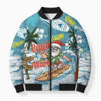 Hawaii Summer Christmas Bomber Puffer Jacket Surfing Santa Shaka Catch The Wave