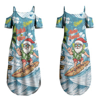 Hawaii Summer Christmas Couples Matching Summer Maxi Dress and Hawaiian Shirt Surfing Santa Shaka Catch The Wave LT14 - Polynesian Pride