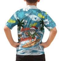 Hawaii Summer Christmas Family Matching Off Shoulder Maxi Dress and Hawaiian Shirt Surfing Santa Shaka Catch The Wave LT14 - Polynesian Pride