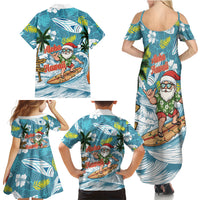 Hawaii Summer Christmas Family Matching Summer Maxi Dress and Hawaiian Shirt Surfing Santa Shaka Catch The Wave LT14 - Polynesian Pride