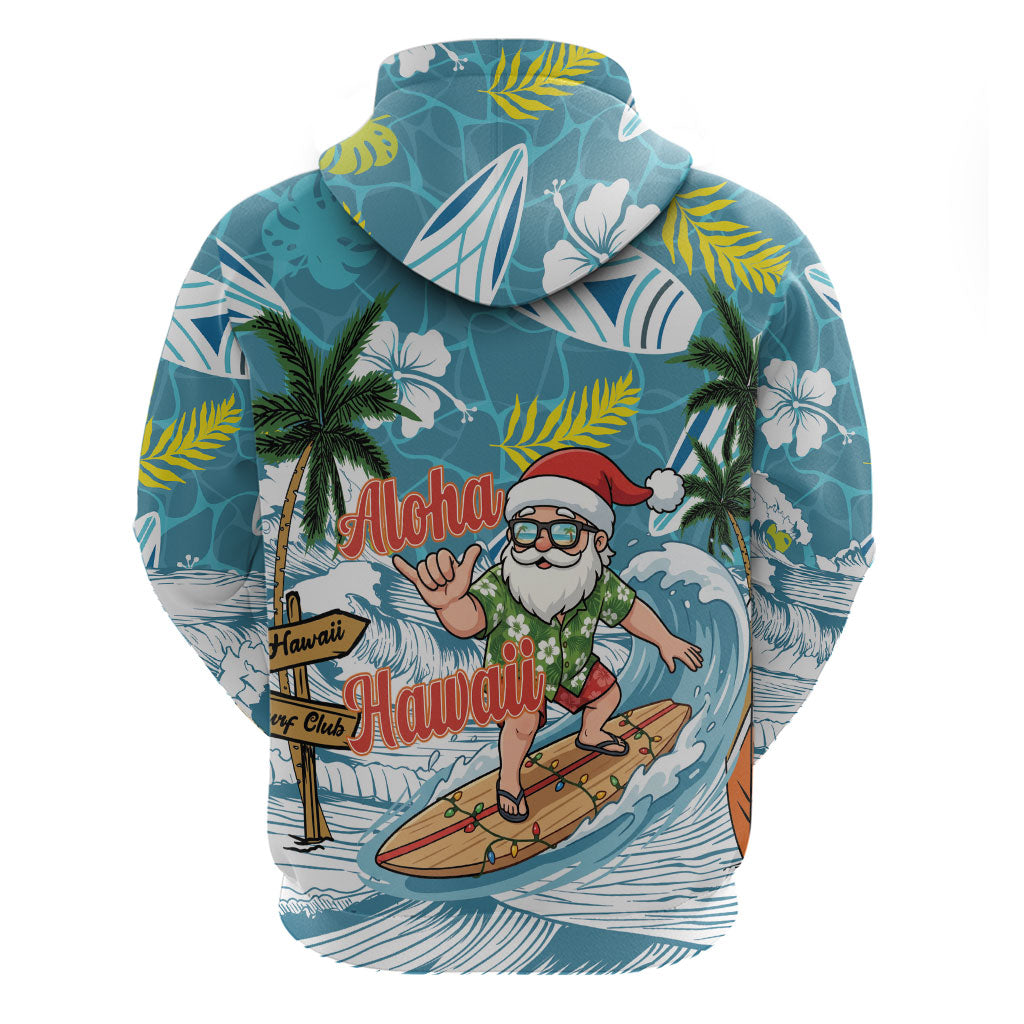 Hawaii Summer Christmas Hoodie Surfing Santa Shaka Catch The Wave