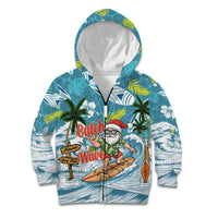 Hawaii Summer Christmas Kid Hoodie Surfing Santa Shaka Catch The Wave
