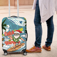 Hawaii Summer Christmas Luggage Cover Surfing Santa Shaka Catch The Wave