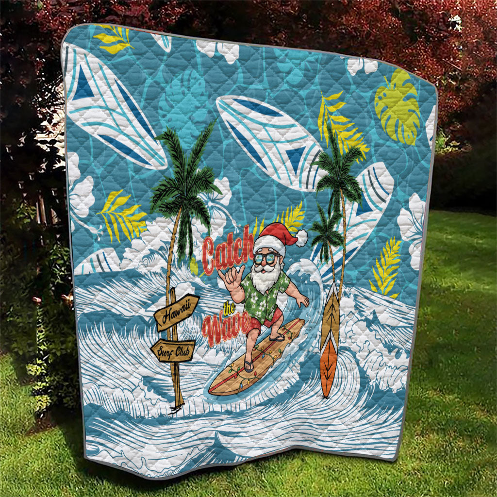 Hawaii Summer Christmas Quilt Surfing Santa Shaka Catch The Wave