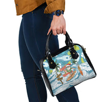 Hawaii Summer Christmas Shoulder Handbag Surfing Santa Shaka Catch The Wave