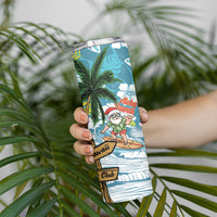 Hawaii Summer Christmas Skinny Tumbler Surfing Santa Shaka Catch The Wave
