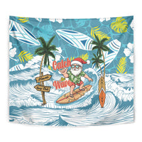 Hawaii Summer Christmas Tapestry Surfing Santa Shaka Catch The Wave