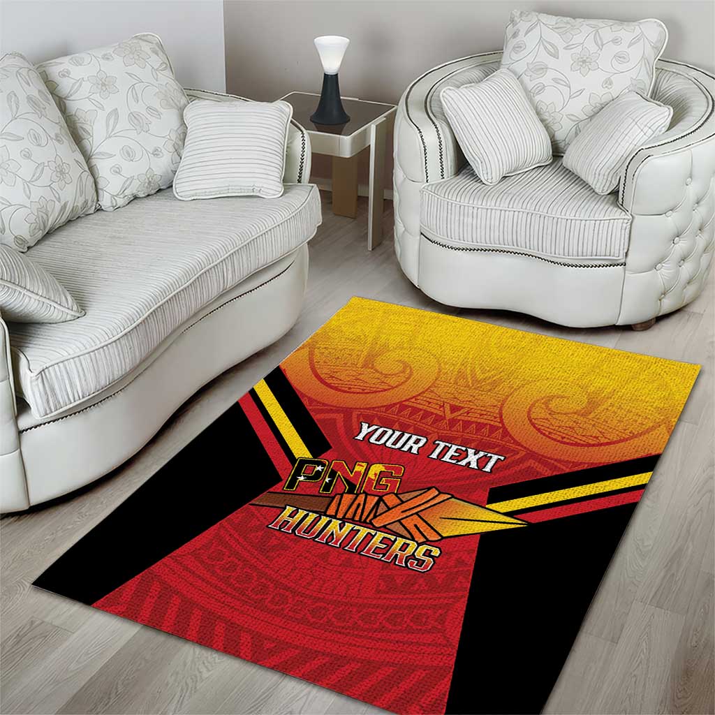 Papua New Guinea Rugby Custom Area Rug Go PNG Hunters Polynesian Pattern - Polynesian Pride