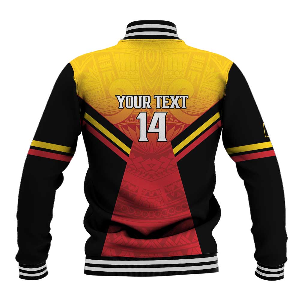 Papua New Guinea Rugby Custom Baseball Jacket Go PNG Hunters Polynesian Pattern - Polynesian Pride