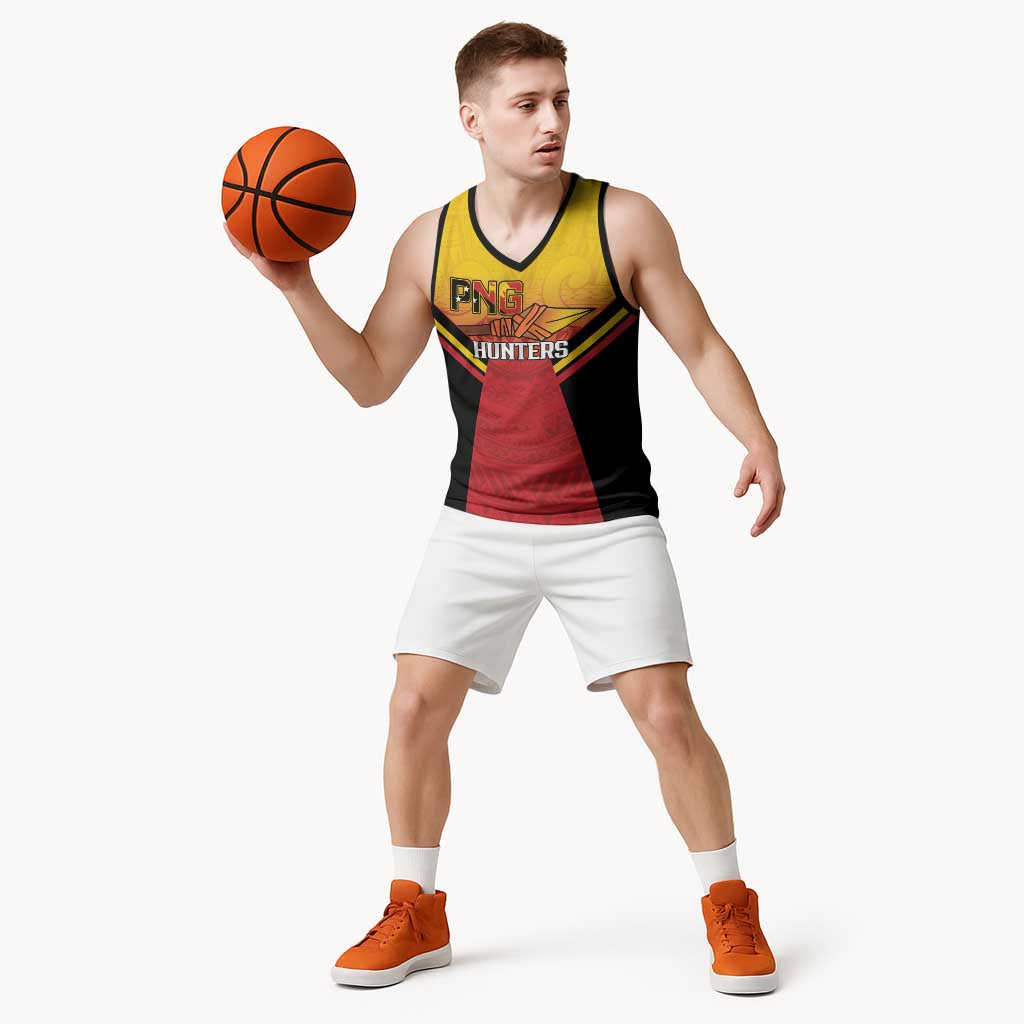 Papua New Guinea Rugby Custom Basketball Jersey Go PNG Hunters Polynesian Pattern - Polynesian Pride