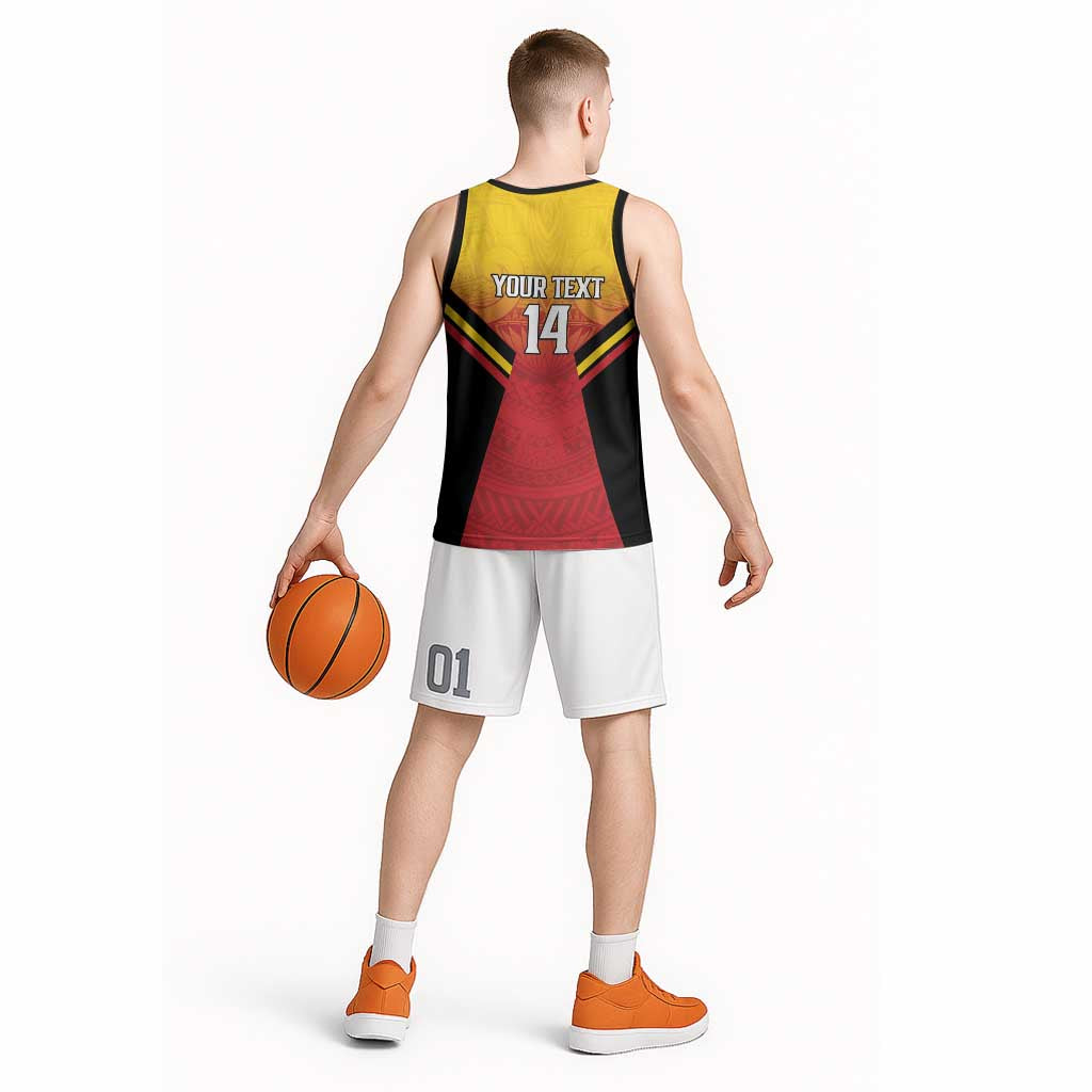 Papua New Guinea Rugby Custom Basketball Jersey Go PNG Hunters Polynesian Pattern - Polynesian Pride