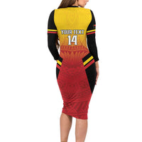 Papua New Guinea Rugby Custom Family Matching Long Sleeve Bodycon Dress and Hawaiian Shirt Go PNG Hunters Polynesian Pattern - Polynesian Pride