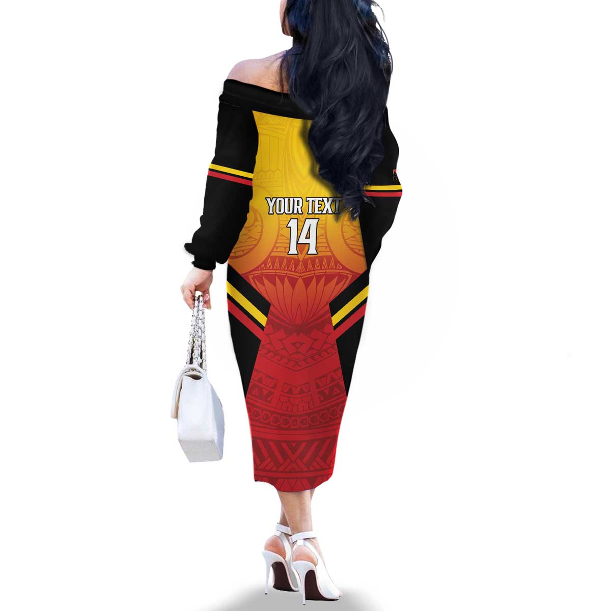 Papua New Guinea Rugby Custom Family Matching Off The Shoulder Long Sleeve Dress and Hawaiian Shirt Go PNG Hunters Polynesian Pattern LT14 - Polynesian Pride