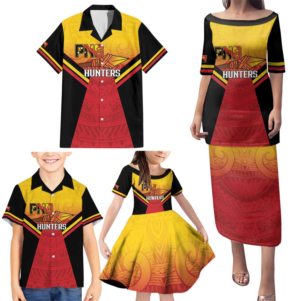 Papua New Guinea Rugby Custom Family Matching Puletasi and Hawaiian Shirt Go PNG Hunters Polynesian Pattern LT14 - Polynesian Pride