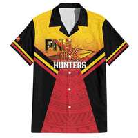 Papua New Guinea Rugby Custom Family Matching Summer Maxi Dress and Hawaiian Shirt Go PNG Hunters Polynesian Pattern LT14 Dad's Shirt - Short Sleeve Red - Polynesian Pride