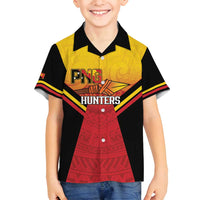Papua New Guinea Rugby Custom Family Matching Summer Maxi Dress and Hawaiian Shirt Go PNG Hunters Polynesian Pattern LT14 Son's Shirt Red - Polynesian Pride