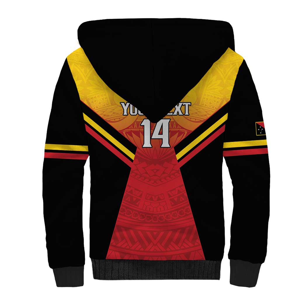 Papua New Guinea Rugby Custom Sherpa Hoodie Go PNG Hunters Polynesian Pattern - Polynesian Pride