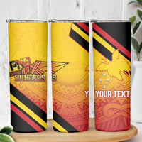Papua New Guinea Rugby Custom Skinny Tumbler Go PNG Hunters Polynesian Pattern - Polynesian Pride