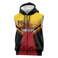 Papua New Guinea Rugby Custom Sleeveless Zip Hoodie Go PNG Hunters Polynesian Pattern - Polynesian Pride