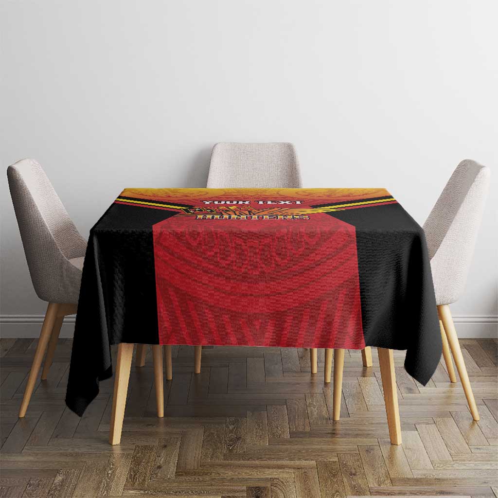 Papua New Guinea Rugby Custom Tablecloth Go PNG Hunters Polynesian Pattern - Polynesian Pride