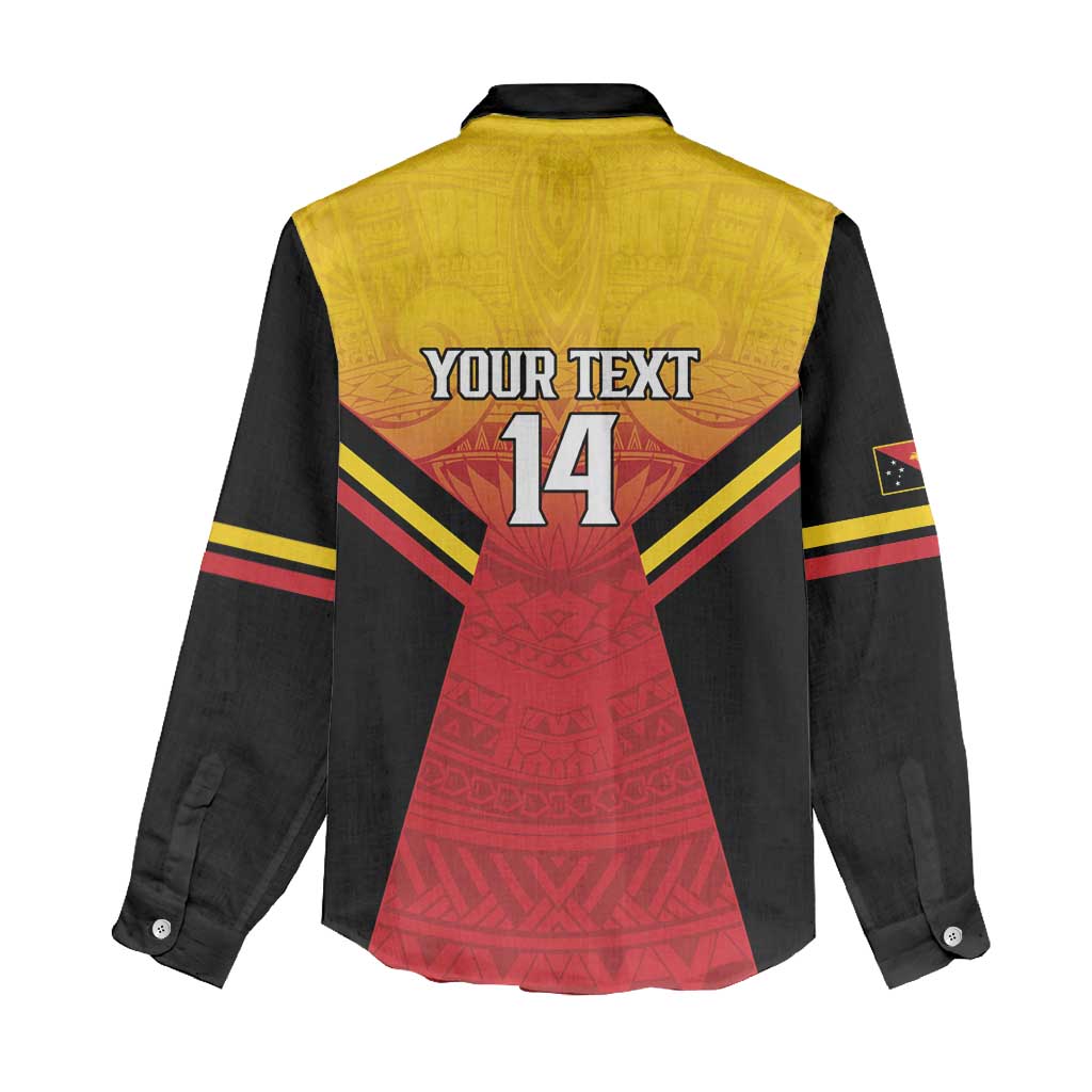 Papua New Guinea Rugby Custom Women Casual Shirt Go PNG Hunters Polynesian Pattern - Polynesian Pride