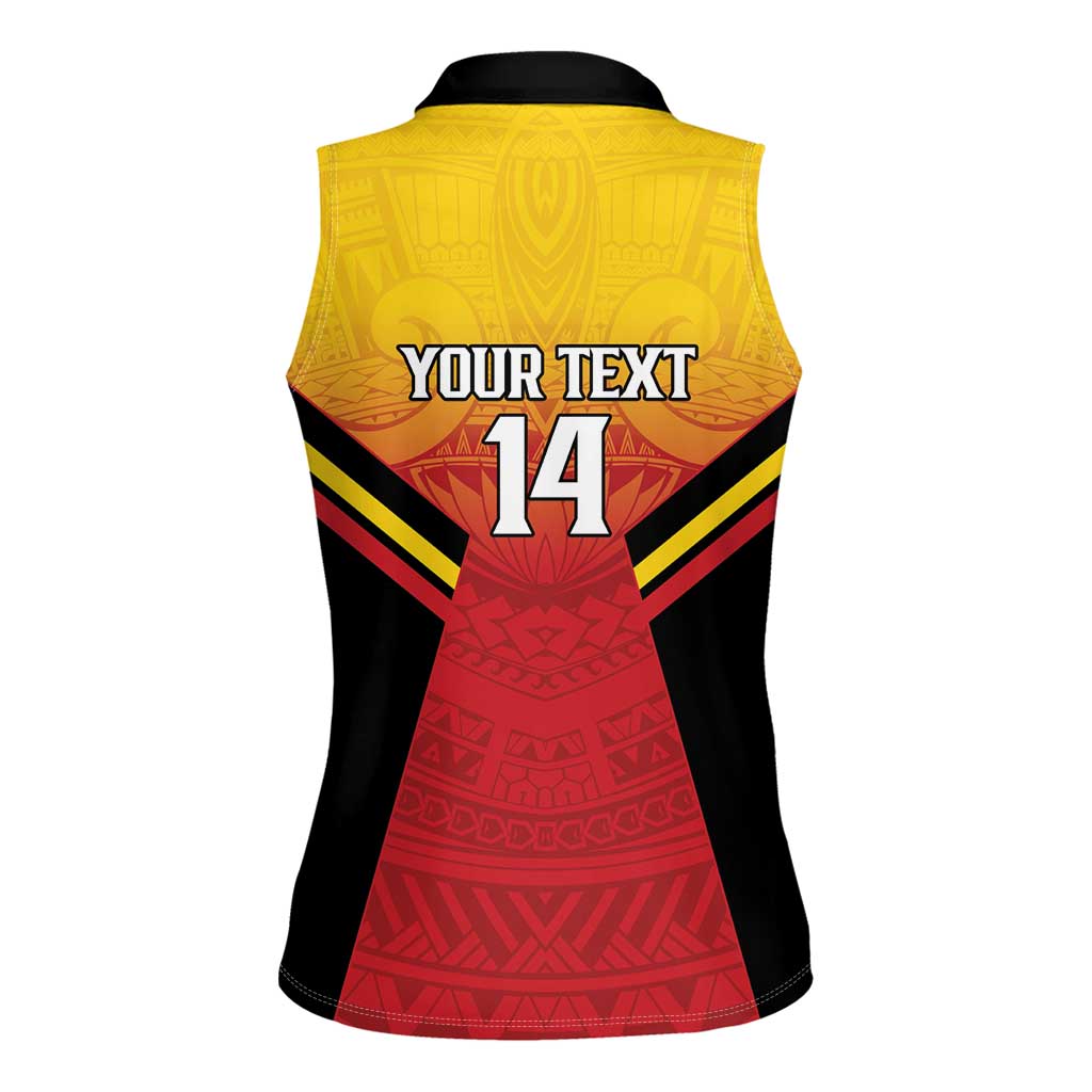 Papua New Guinea Rugby Custom Women Sleeveless Polo Shirt Go PNG Hunters Polynesian Pattern - Polynesian Pride