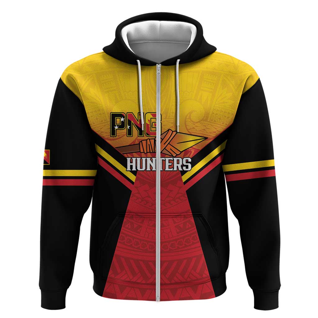 Papua New Guinea Rugby Custom Zip Hoodie Go PNG Hunters Polynesian Pattern - Polynesian Pride